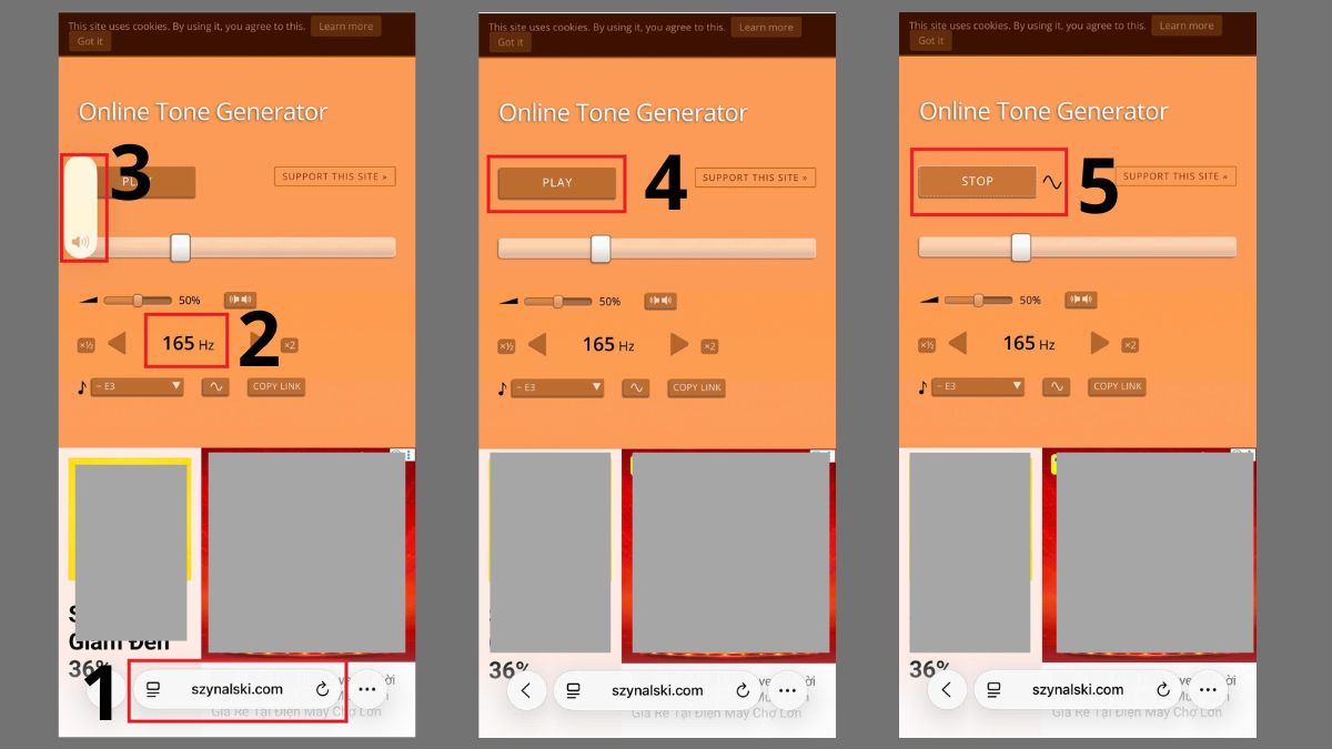 Sử dụng web Online Tone Generator để đẩy nước khỏi iPhone