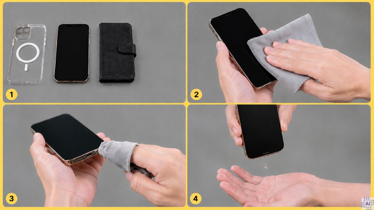 Sử dụng khăn vải mềm, không xơ (lint-free cloth) để đẩy nước khỏi iPhone