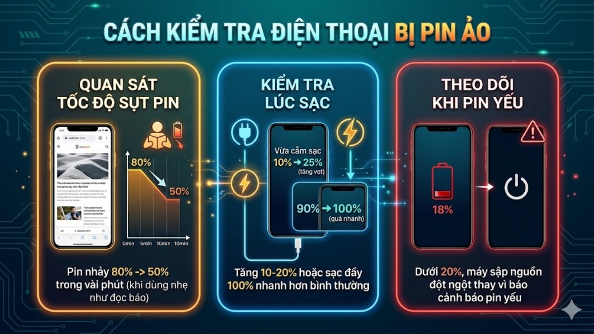 Cách kiểm tra điện thoại bị pin ảo