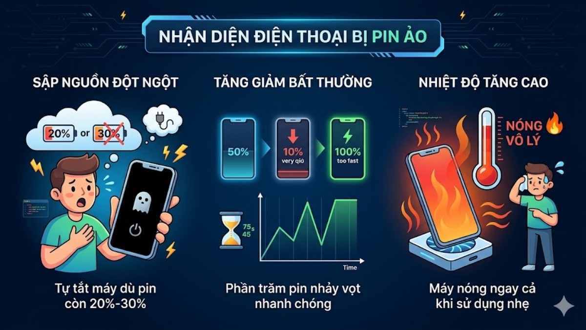 Dấu hiệu nhận biết điện thoại bị pin ảo