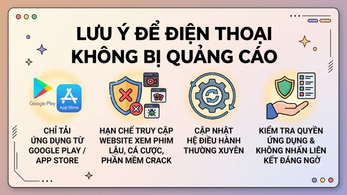 Các lưu ý để điện thoại không bị quảng cáo trở lại