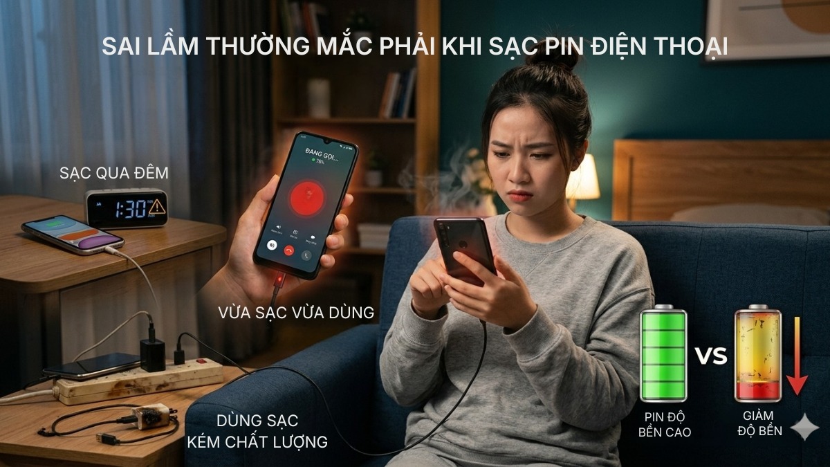Các sai lầm hay mắc phải khi sạc pin điện thoại