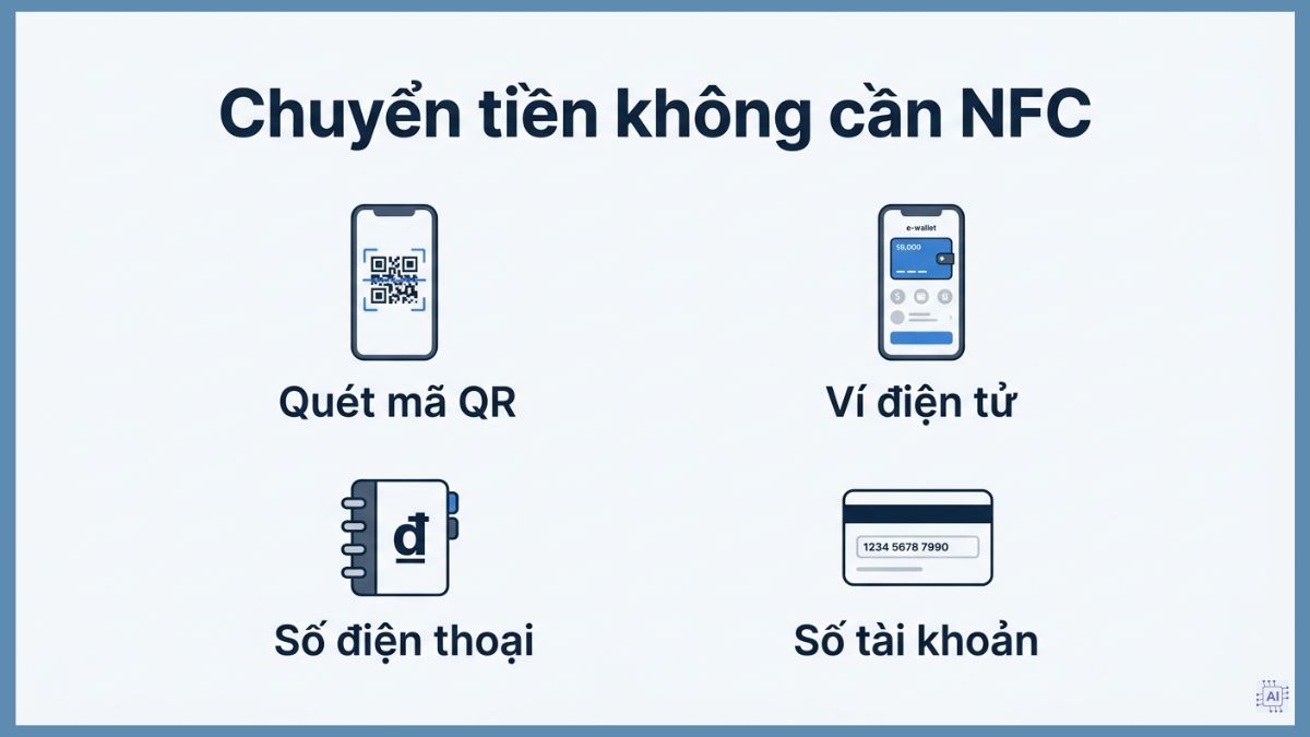 Chuyển tiền không cần NFC bằng các phương thức thay thế 