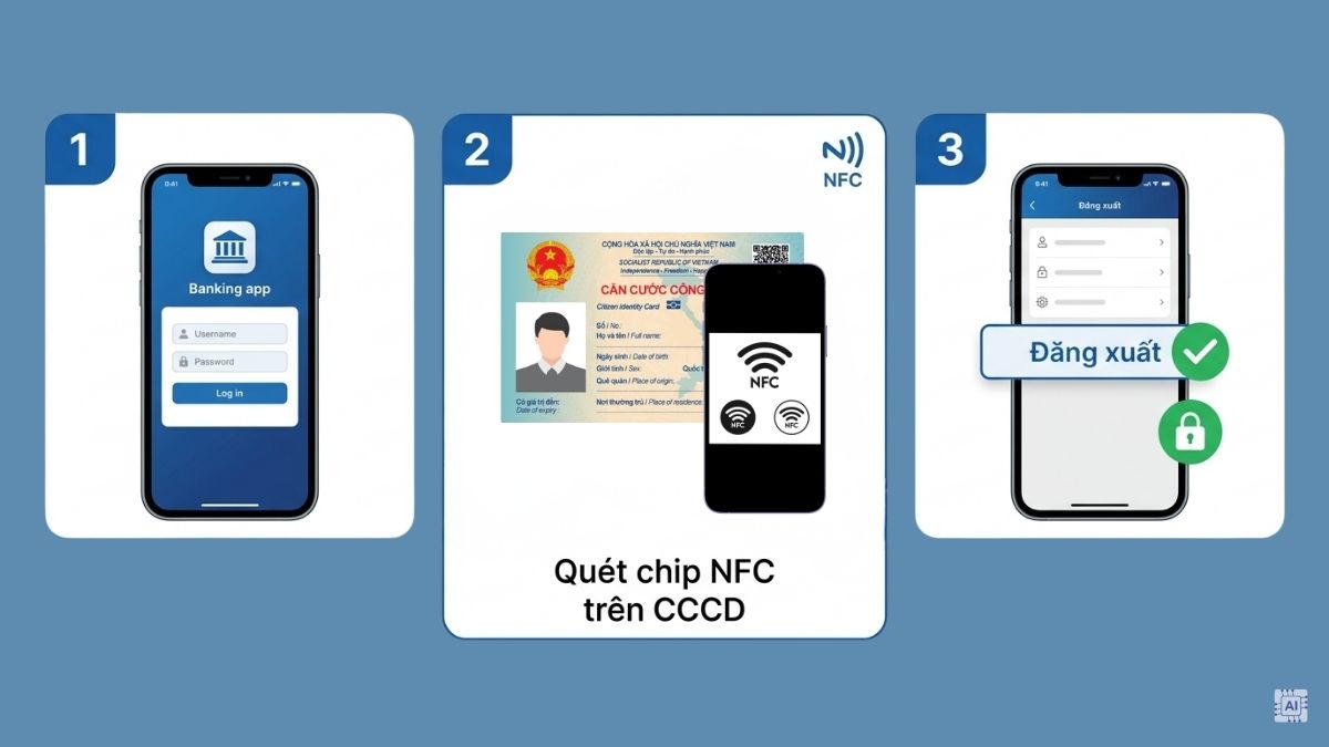 Mượn điện thoại hỗ trợ NFC để quét và định danh