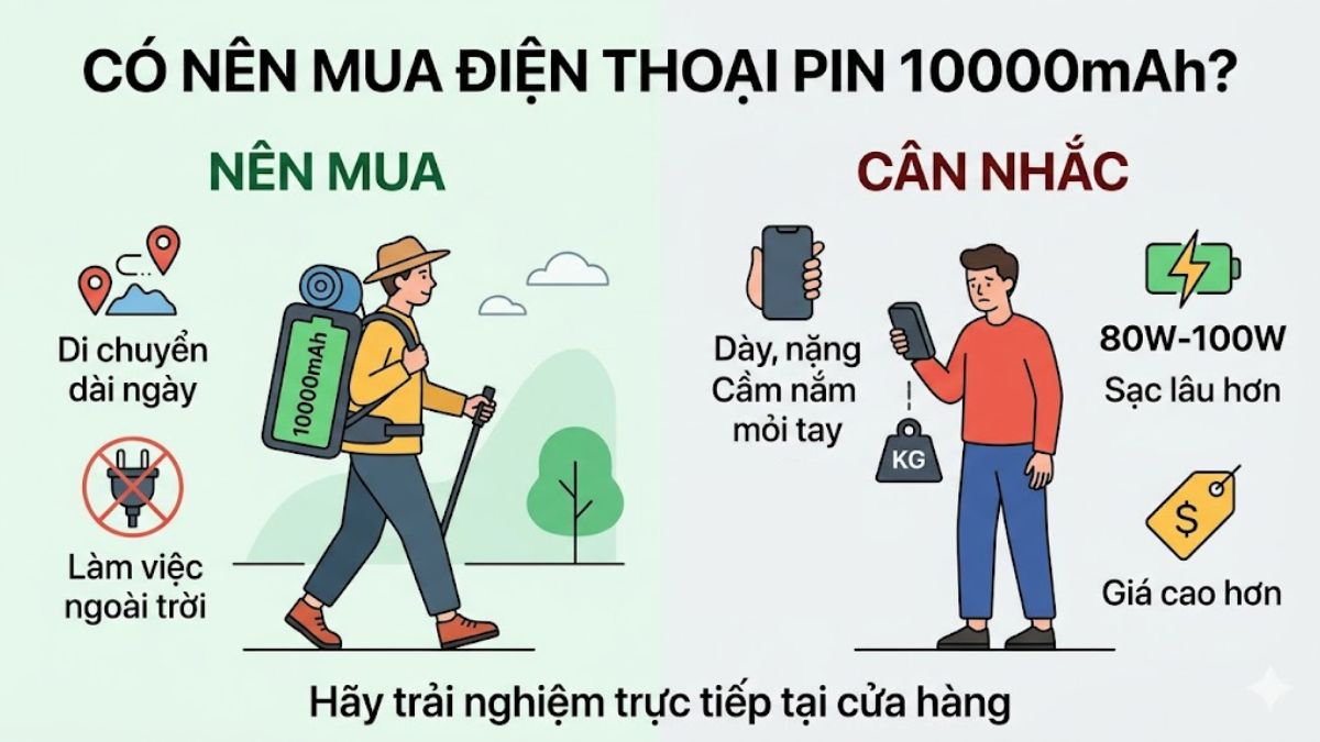 Mua điện thoại pin trâu 10000mAh tùy thuộc vào nhu cầu sử dụng