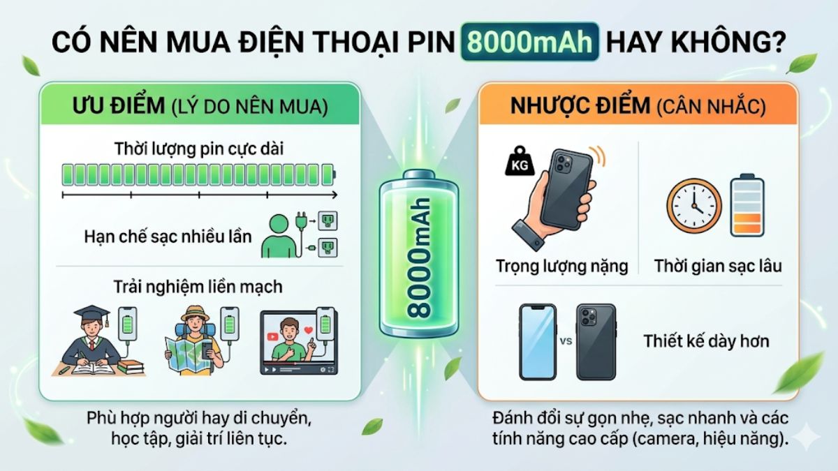Có nên mua điện thoại pin 8000mAh cần phải cân nhắc