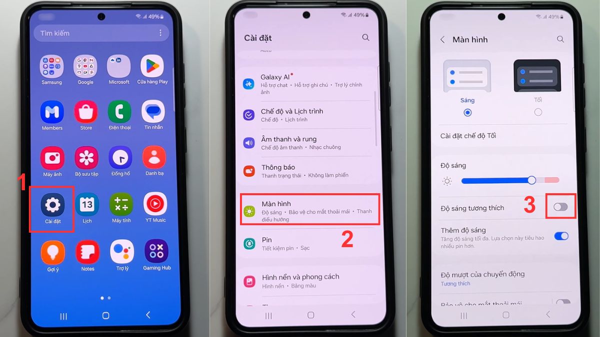 Tắt chế độ tự động sáng khi điện thoại Samsung bị đơ hay treo màn hình