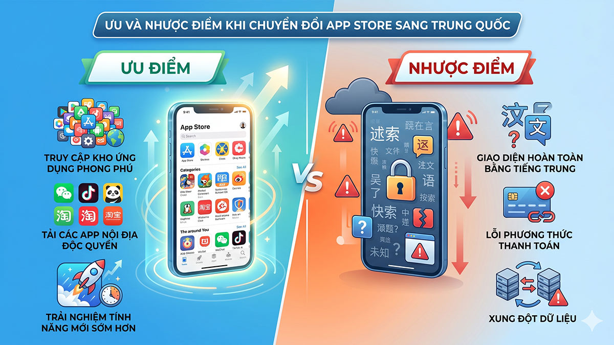 Ưu và nhược điểm khi chuyển đổi App Store sang Trung Quốc