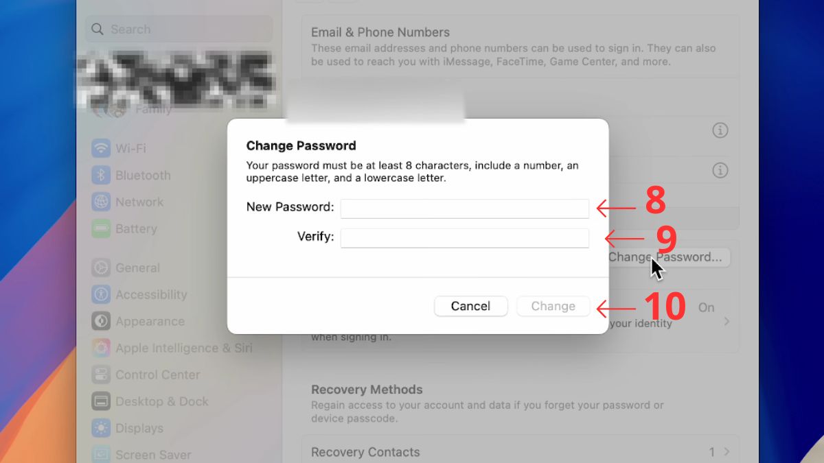 Cách đổi mật khẩu iCloud trên Macbook - bước 5