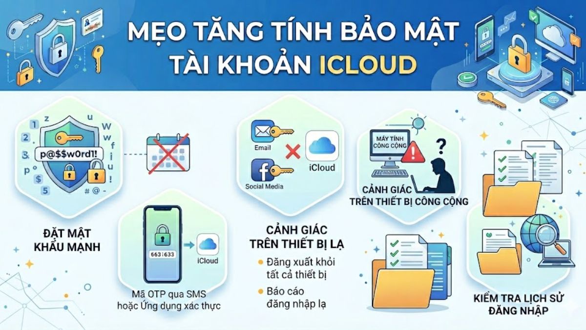 Mẹo tăng tính bảo mật tài khoản iCloud