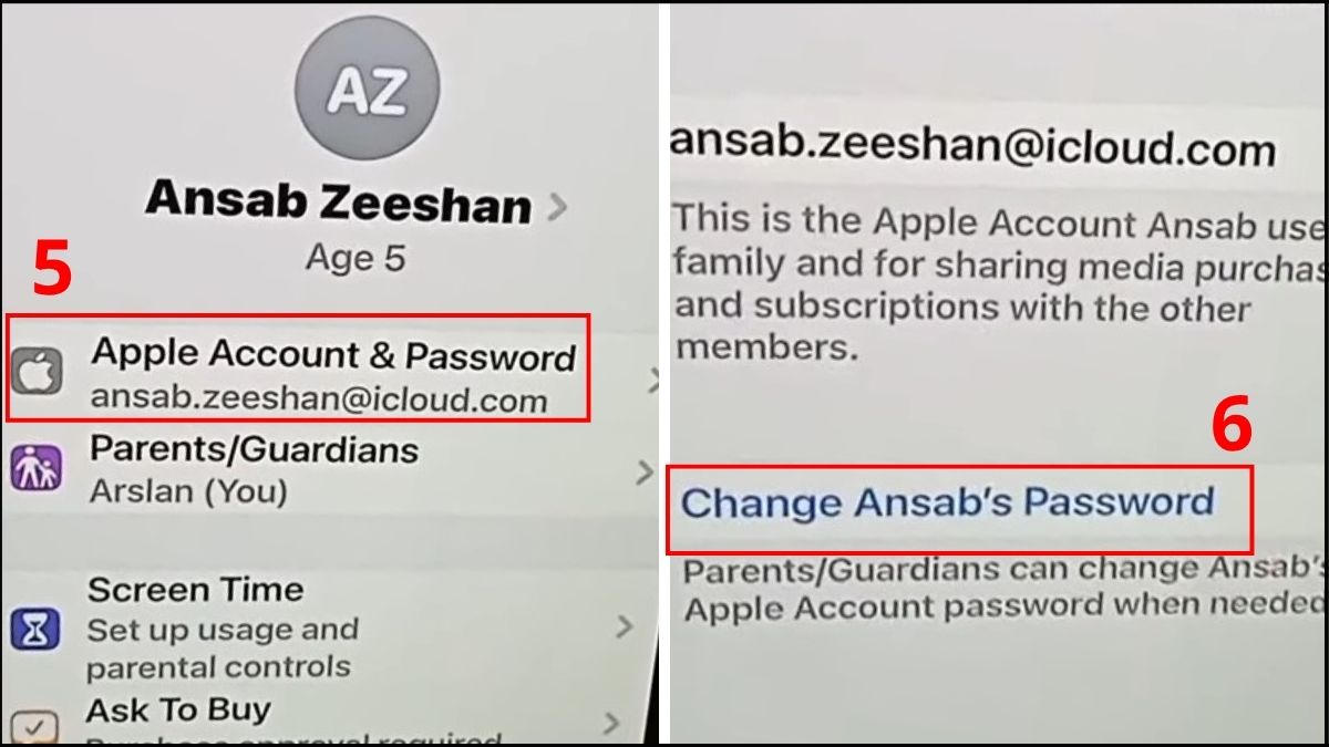 Cách đổi mật khẩu ID Applecủa con bạn - bước 3