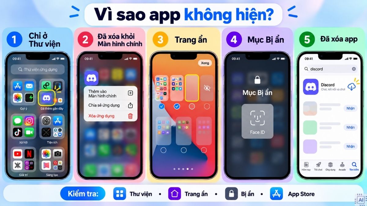 Lý do ứng dụng không hiển thị trên màn hình chính iPhone