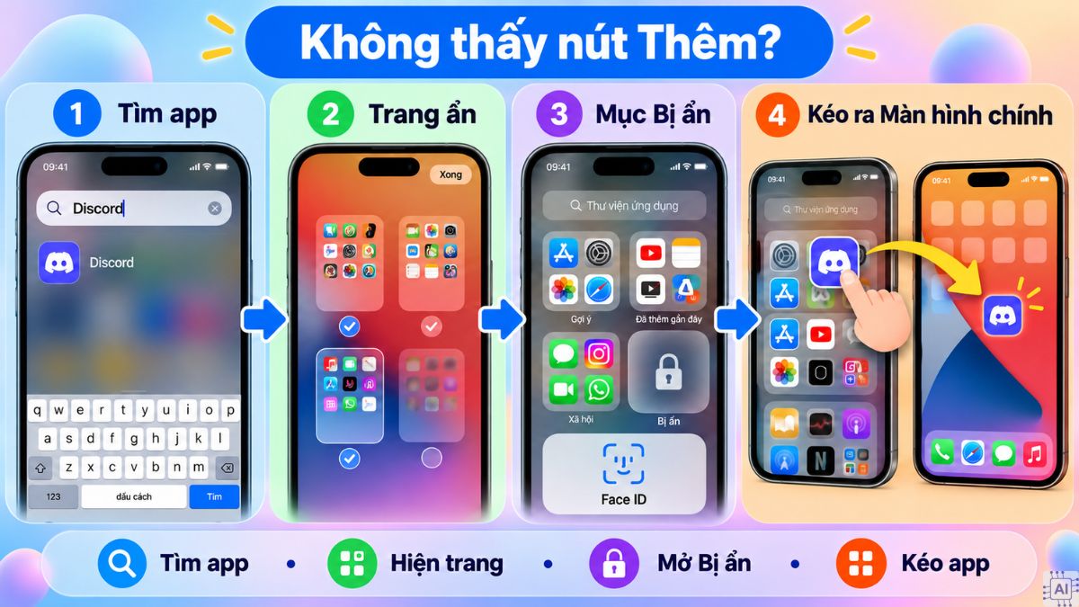 Sửa lỗi không tìm thấy nút Thêm vào màn hình chính