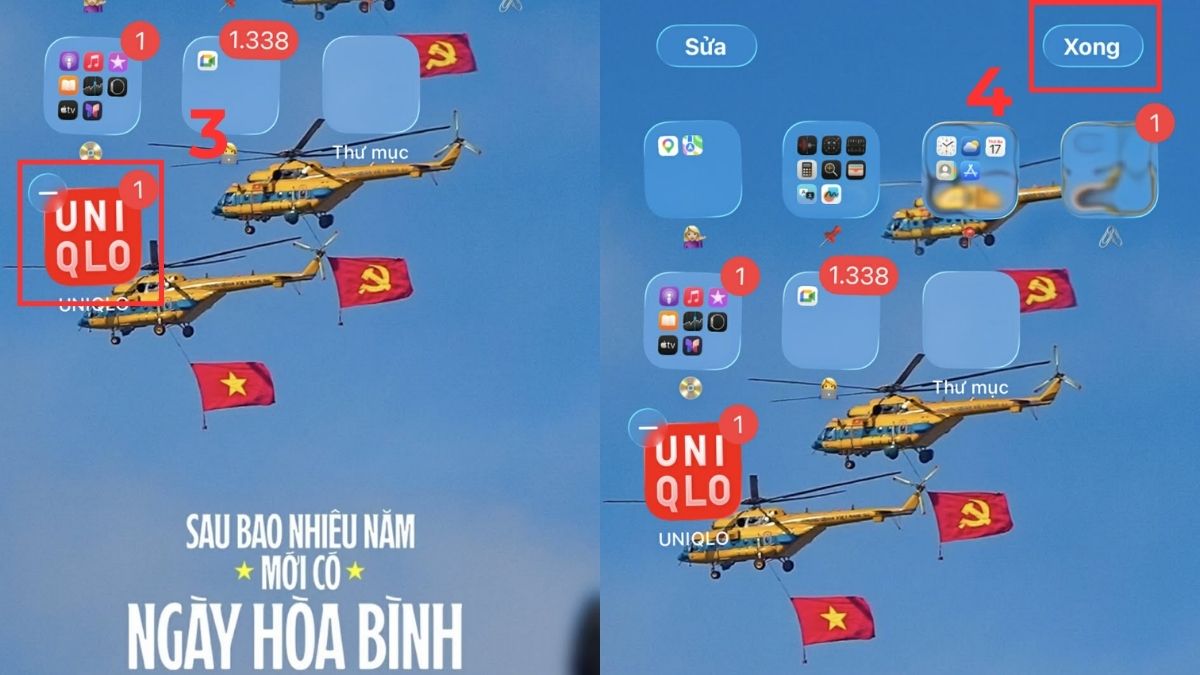 Cách đưa ứng dụng ra màn hình điện thoại iPhone bằng thao tác kéo thả - bước 2,3