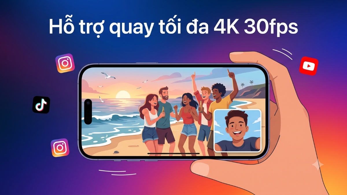 Dual Capture trên iPhone 17 hỗ trợ tối đa 4K 30fs