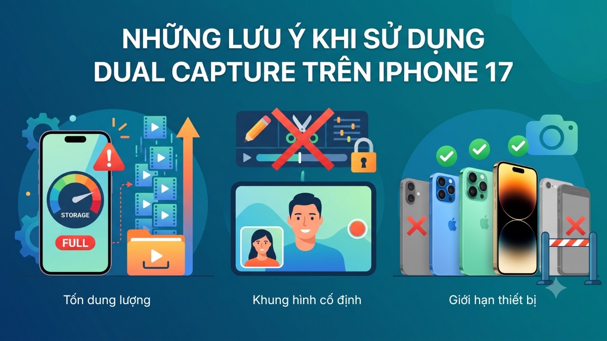 Những lưu ý khi sử dụng Dual Capture trên iPhone 17
