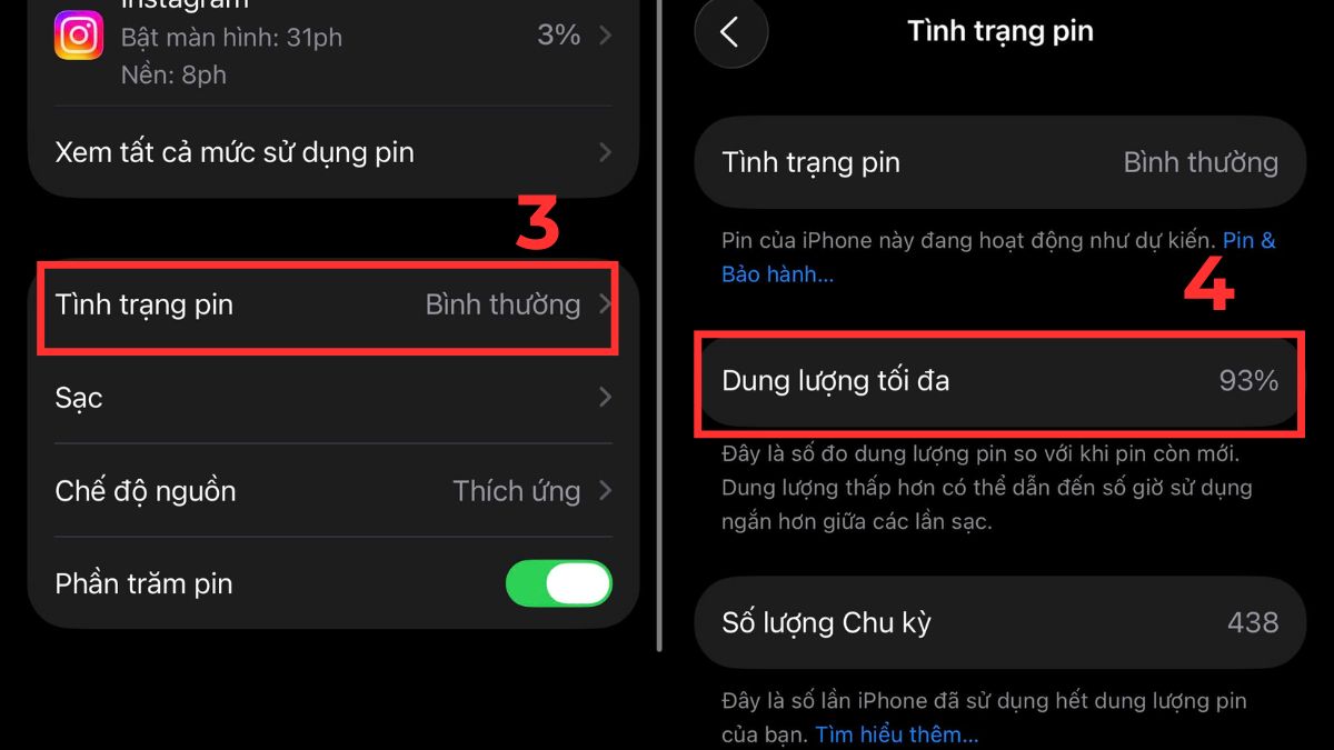 Cách kiểm tra tình trạng pin iPhone 12 - bước 2,3