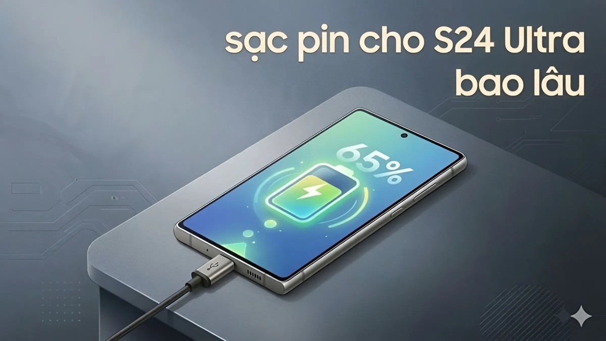 Sạc pin S24 Ultra mất khoảng 60-70% pin trong khoảng 30 phút