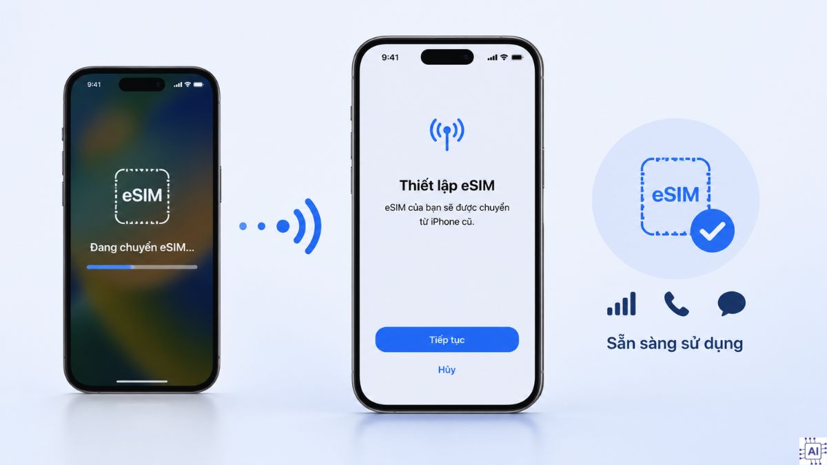 eSIM trên iPhone 15 Pro Max giúp thiết lập eSIM thuận tiện