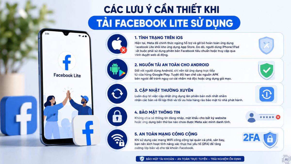 Các lưu ý cần thiết khi tải Facebook Lite sử dụng