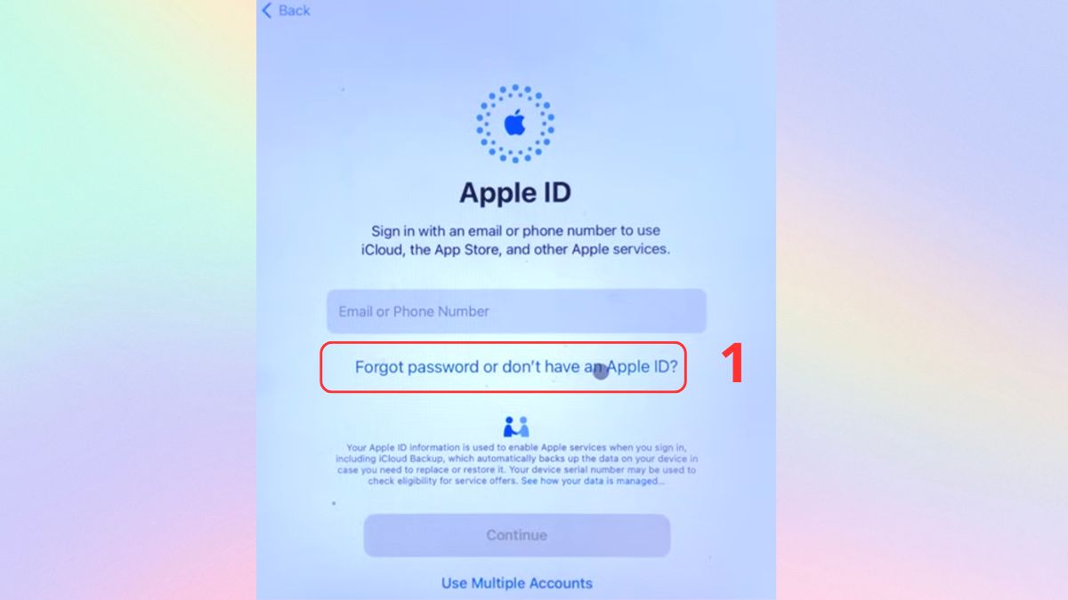 Cách đặt lại password ID Apple trên thiết bị mới - bước 1