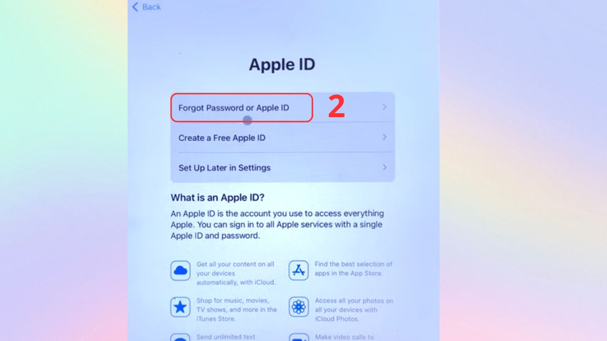Cách đặt lại password ID Apple trên thiết bị mới - bước 2