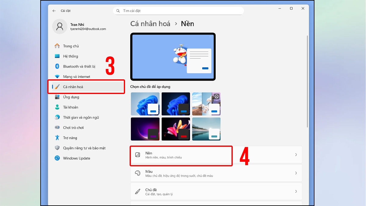 Cách cài đặt hình nền 7 sắc cầu vồng cho máy tính - bước 2