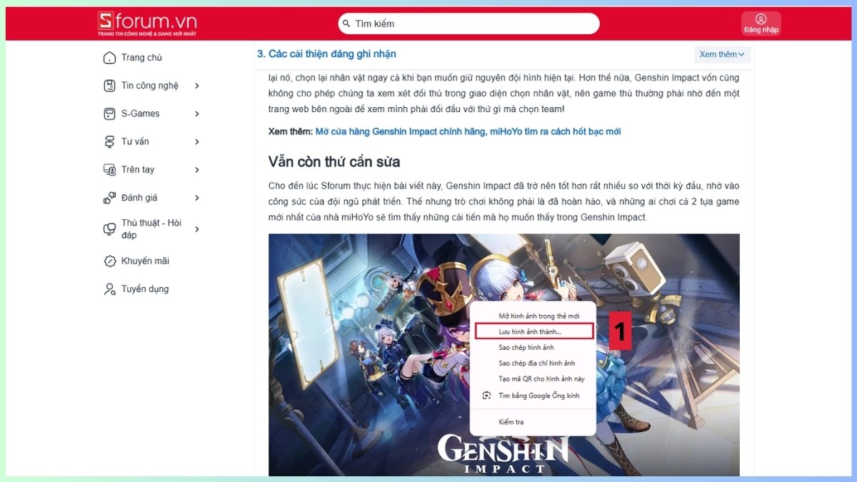 Cài đặt hình nền Genshin Impact trên máy tính - bước 1