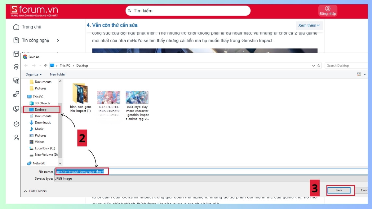 Cài đặt hình nền Genshin Impact trên máy tính - bước 2