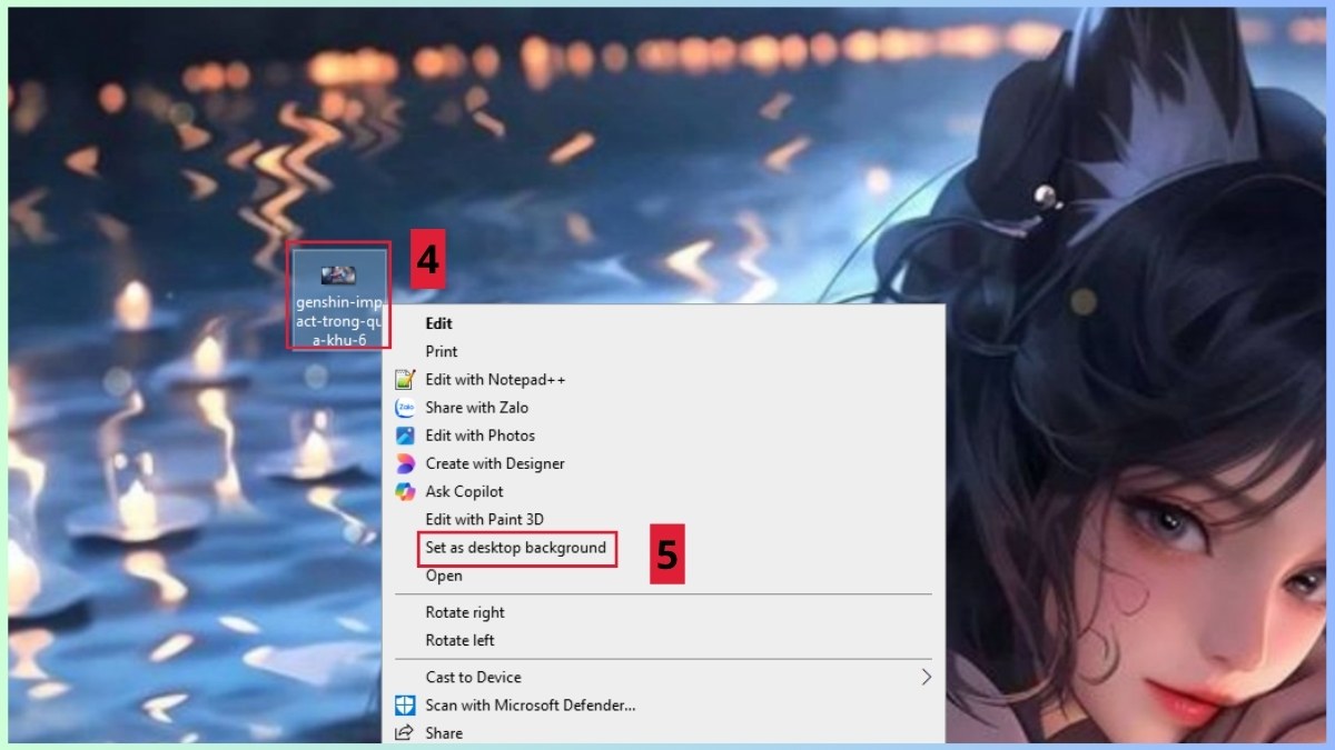 Cài đặt hình nền Genshin Impact trên máy tính - bước 3