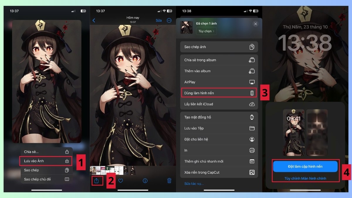Cài đặt hình nền Genshin Impact trên điện thoại đơn giản