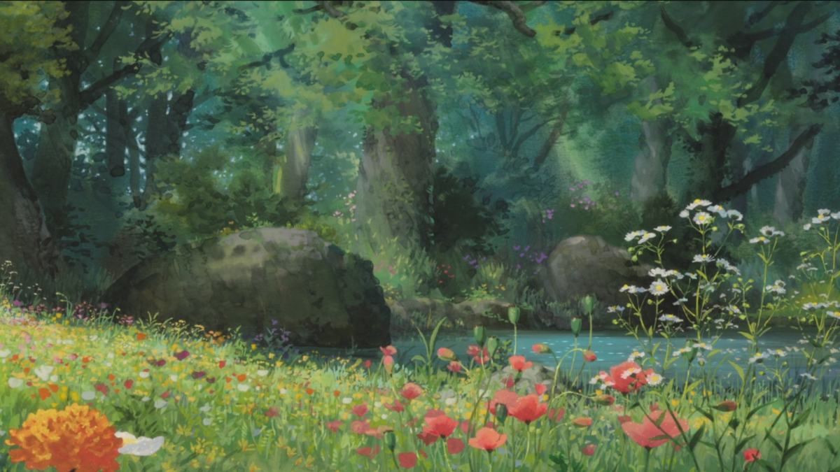 Hình nền Ghibli khu vườn xinh xắn