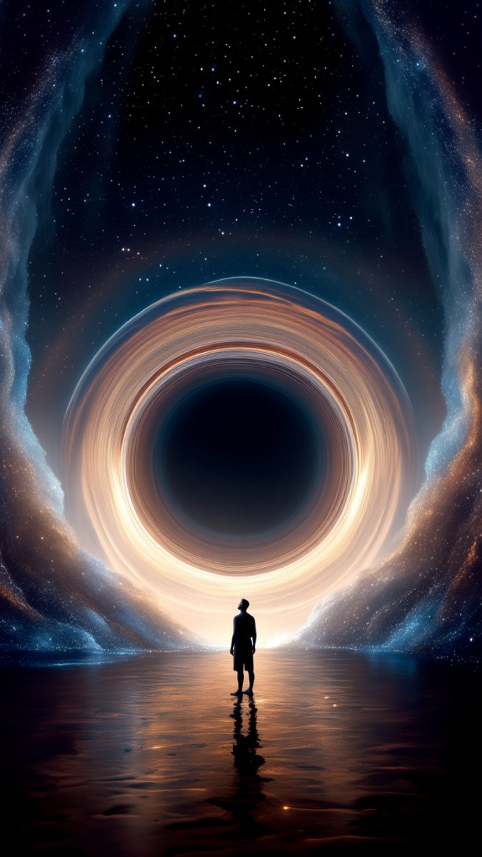 Hình nền hố đen vũ trụ đậm ánh hào quang