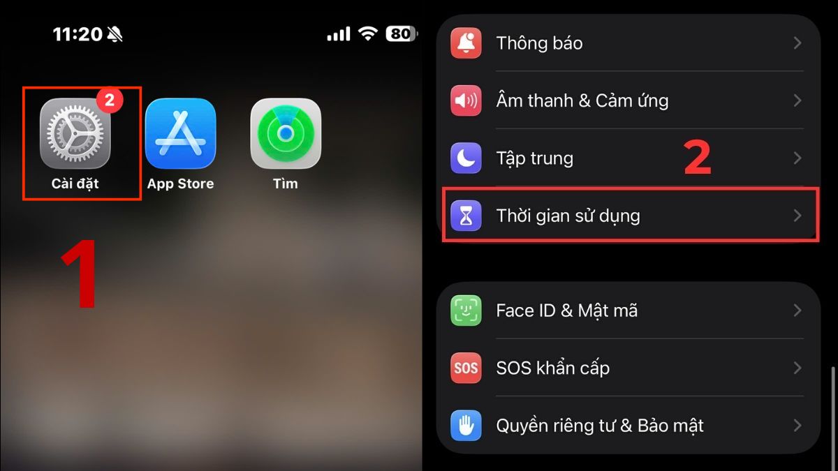 Tắt Giới hạn Thời gian sử dụng để khắc phục lỗi iCloud bị mờ không vào được - bước 1
