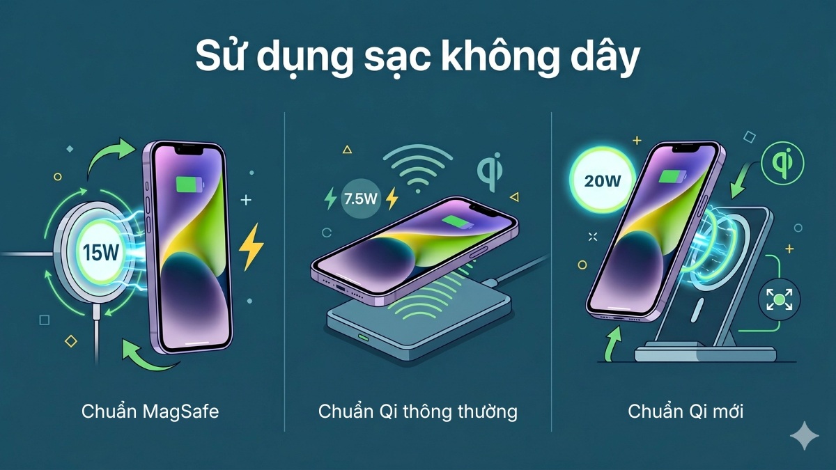 iPhone 14 sử dụng cả sạc không dây