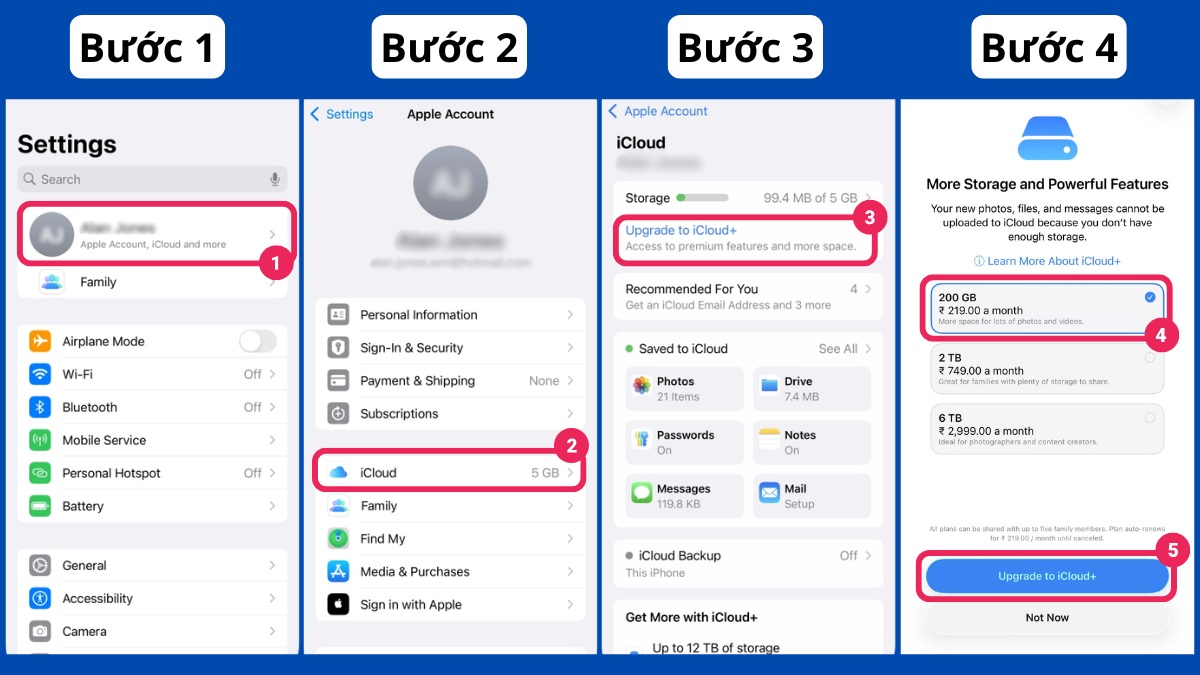 Cách mua thêm dung lượng iCloud+
