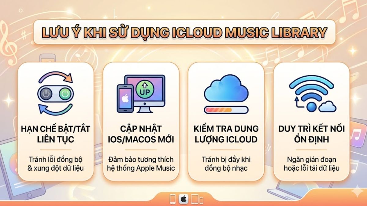 Lưu ý khi sử dụng iCloud Music Library