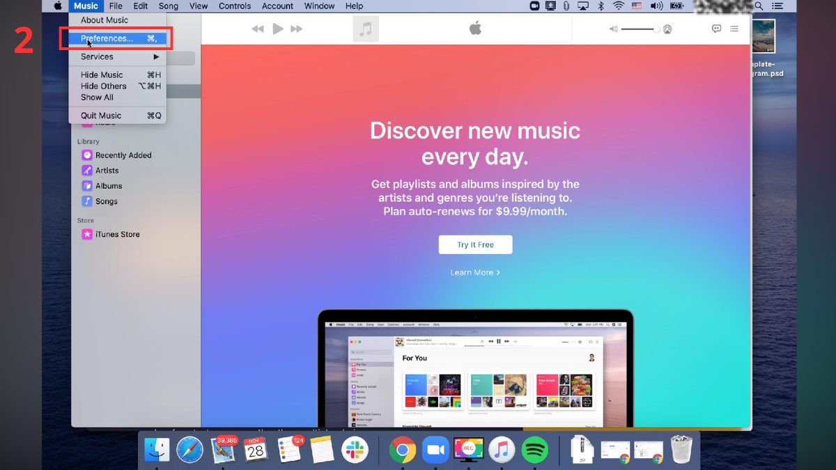 Cách bật iCloud Music Library trên Macbook - bước 2