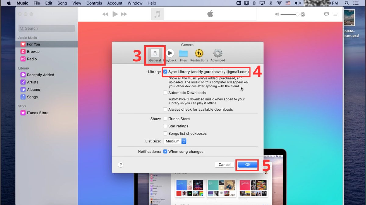 Cách bật iCloud Music Library trên Macbook - bước 3