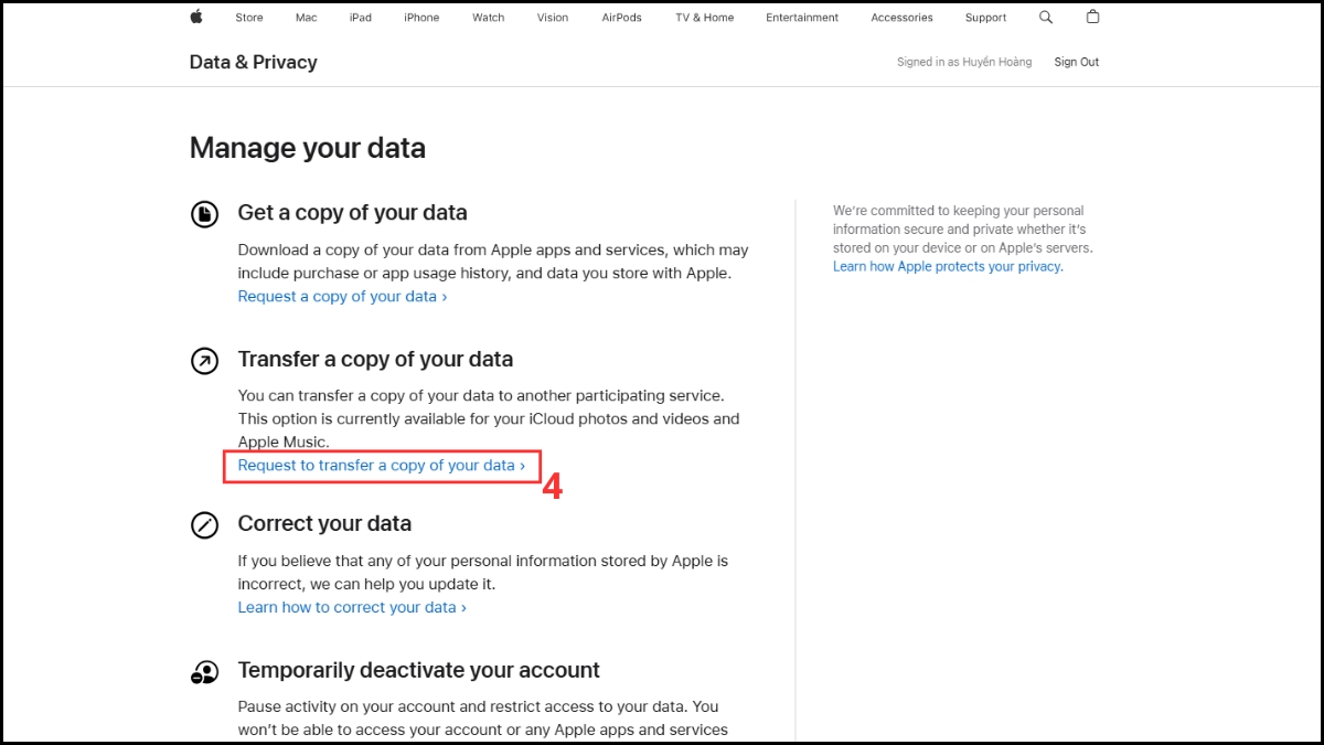 Cách chuyển ảnh sang các dịch vụ khác iCloud Photos - bước 2