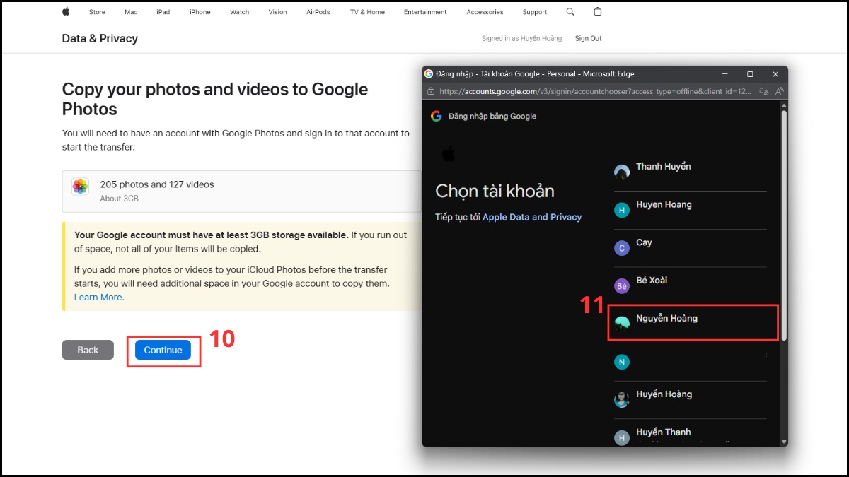 Cách chuyển ảnh sang các dịch vụ khác iCloud Photos - bước 5