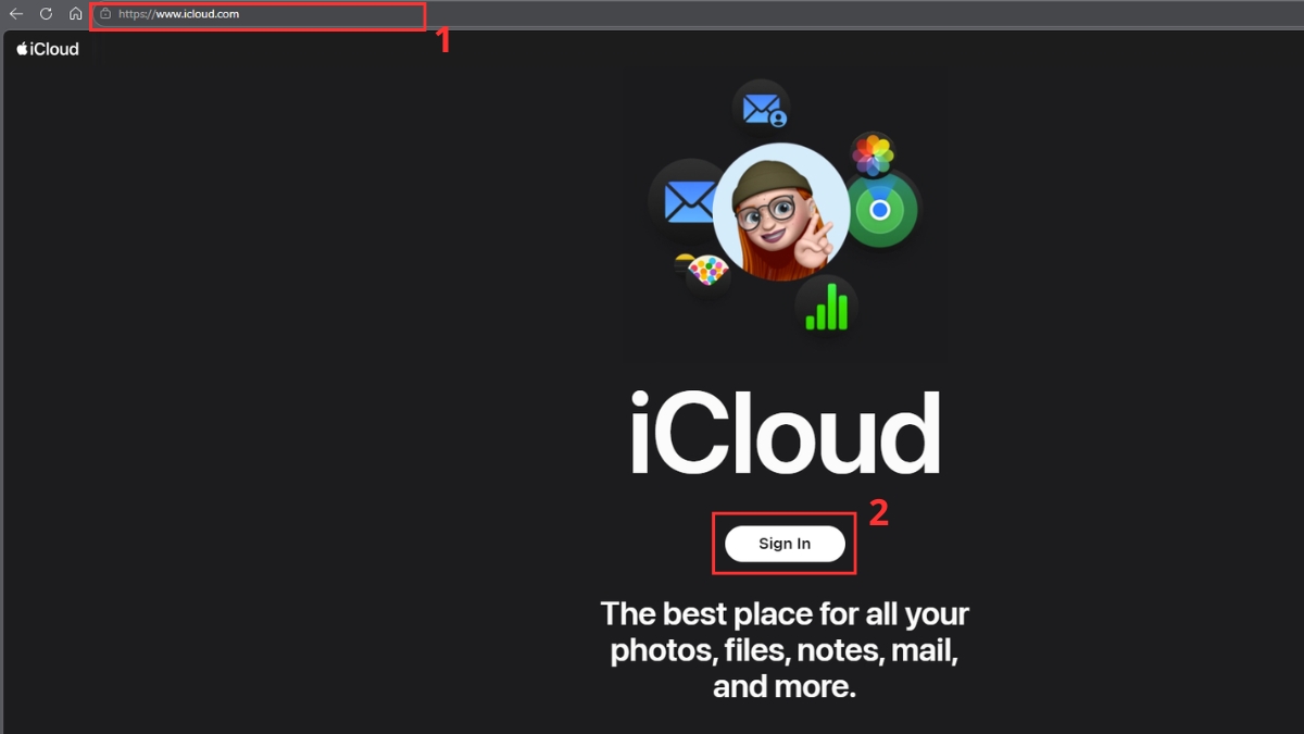 Đăng nhập iCloud Photos trên máy tính - bước 1