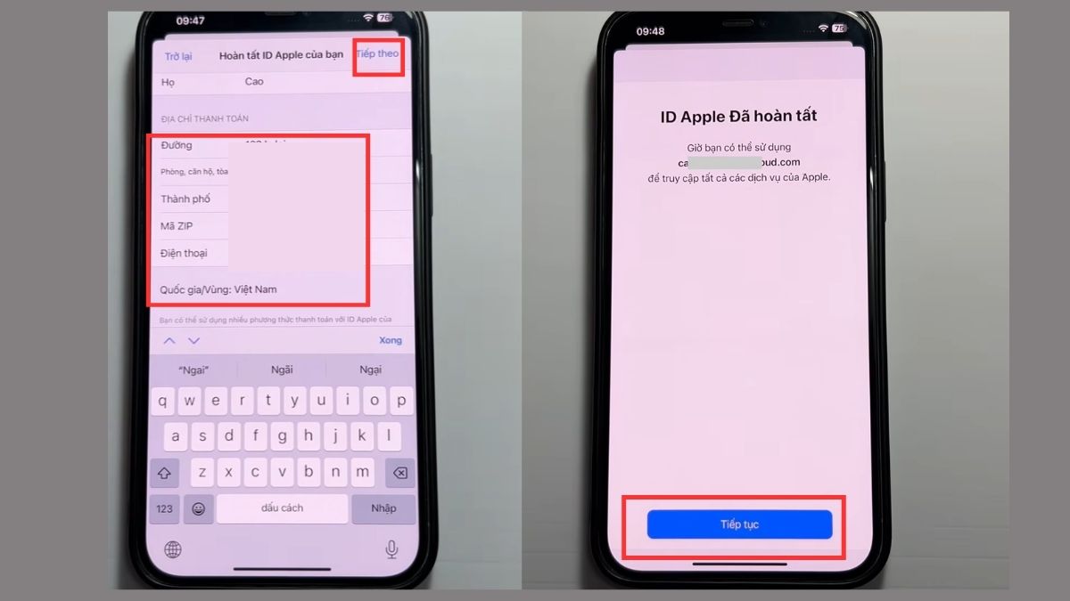 Khắc phục lỗi ID Apple chưa được sử dụng bằng cách thiết lập mục Xem xét - bước 2,3,4