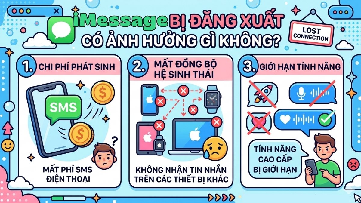 iMessage bị đăng xuất có ảnh hưởng một số trải nghiệm