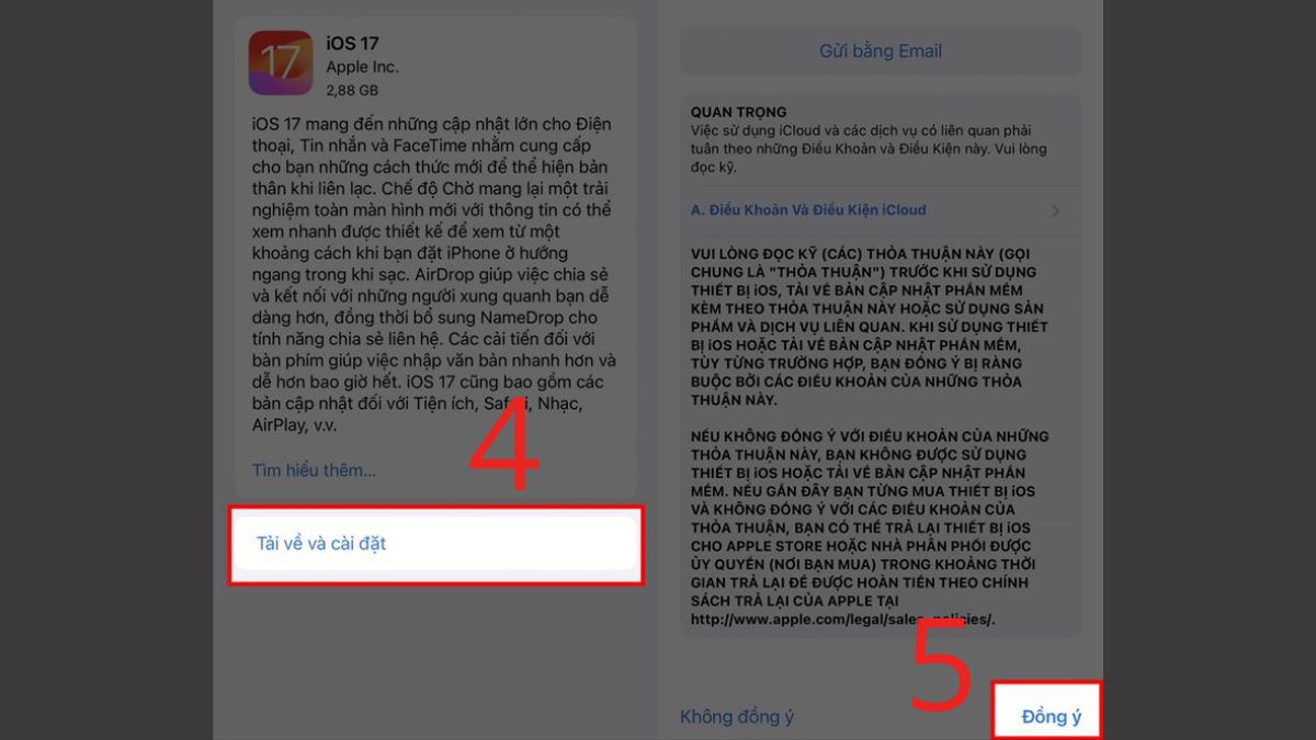 Cách cập nhật lên iOS 17 an toàn - bước 2,3