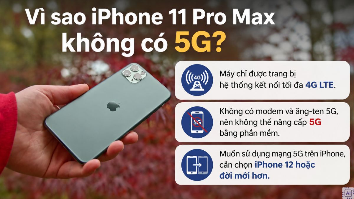 Lý do iPhone 11 Pro Max không hỗ trợ 5G