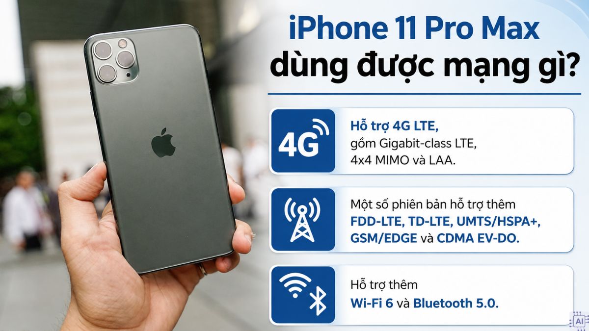iPhone 11 Pro Max dùng được mạng 4G LTE