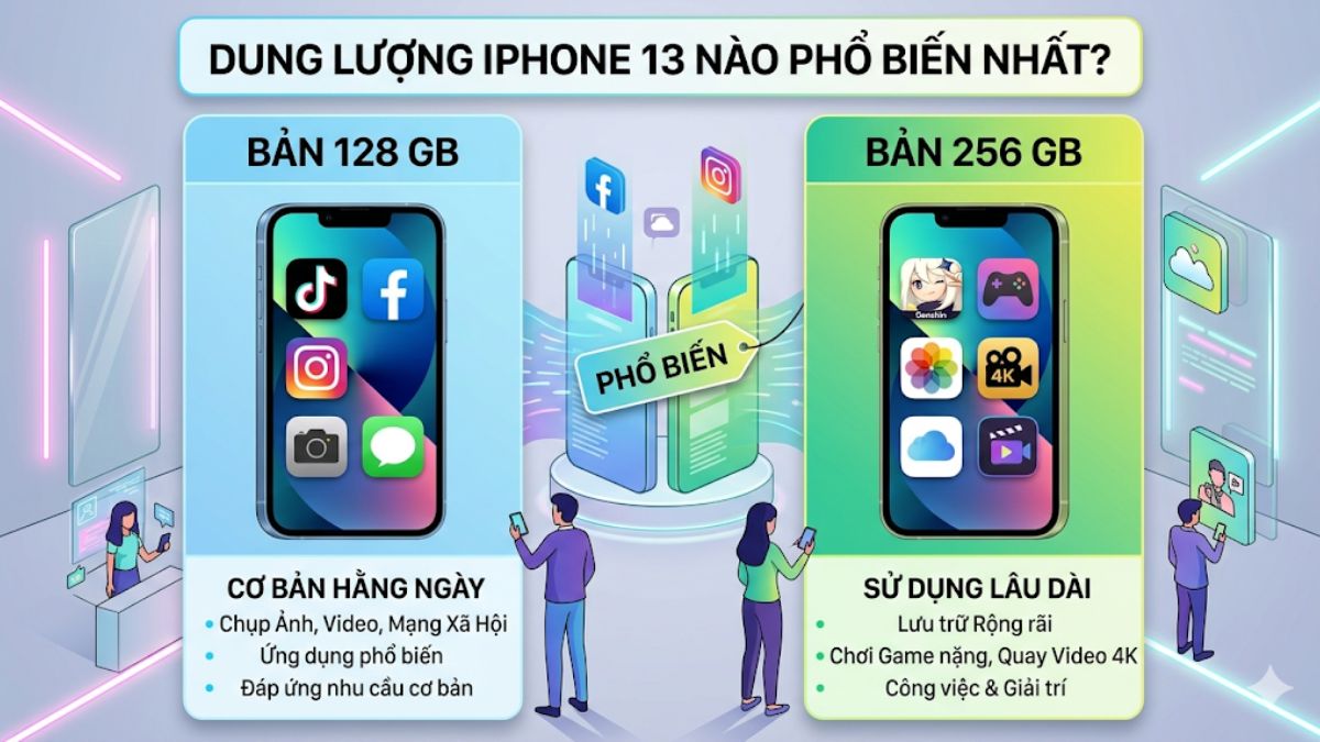 Dung lượng 128 GB và 256 GB iPhone 13 được dùng nhiều nhất
