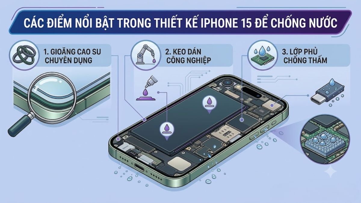 Các điểm nổi bật trong thiết kế iPhone 15 để chống nước