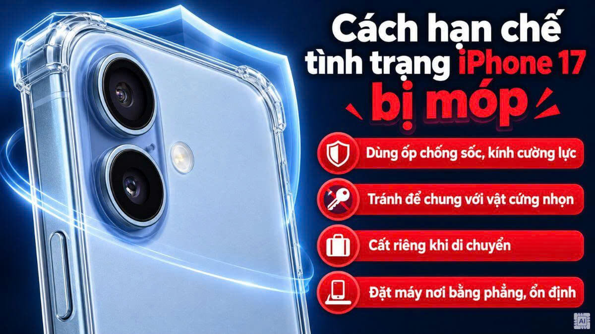 Cách hạn chế tình trạng iPhone 17 bị móp